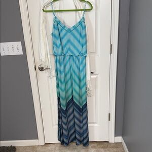 Vince Camuto Teal and White Striped Dress